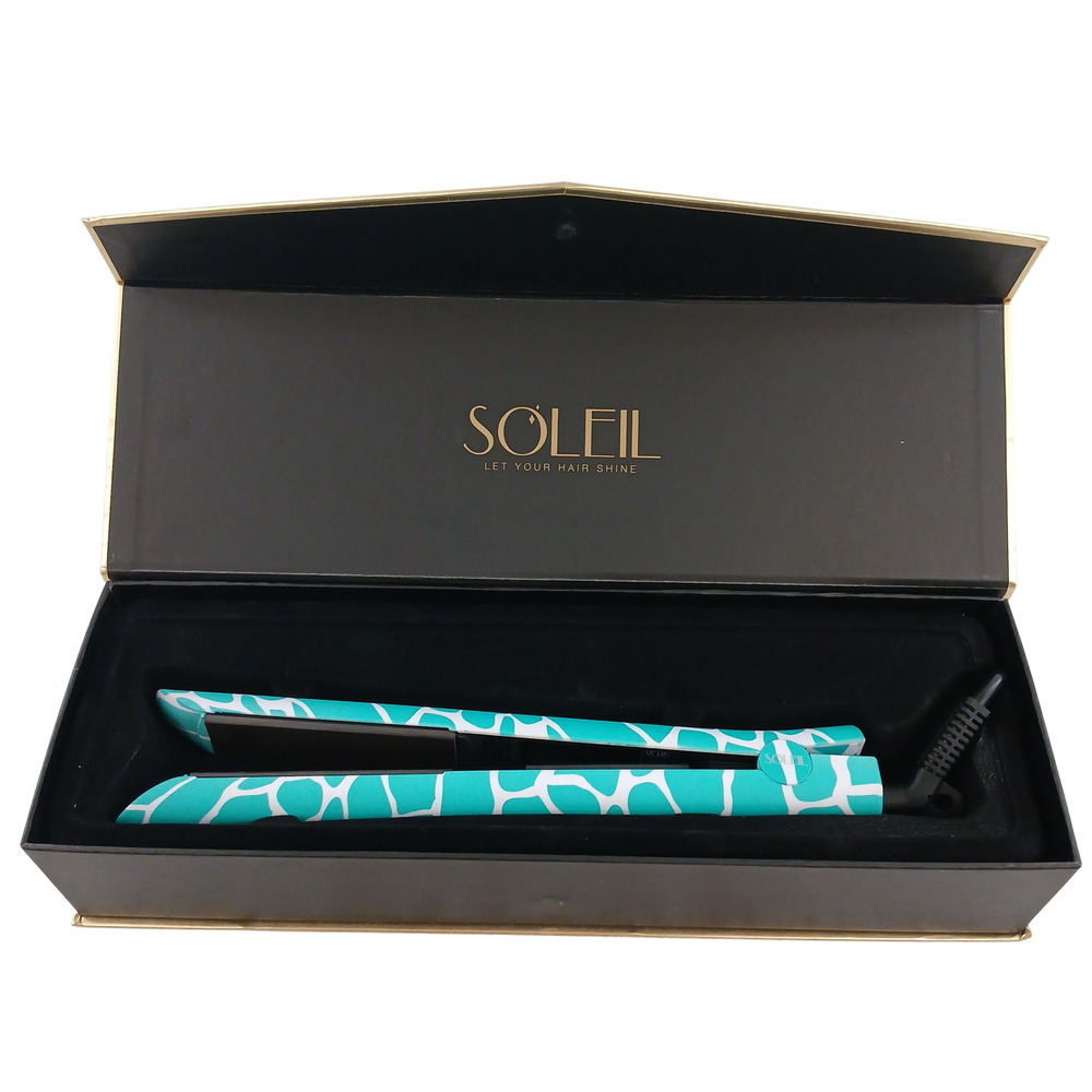 SOLEIL IR+ Infrared Flat Iron Aqua Giraffe Solid Ceramic Magnetized Plate New